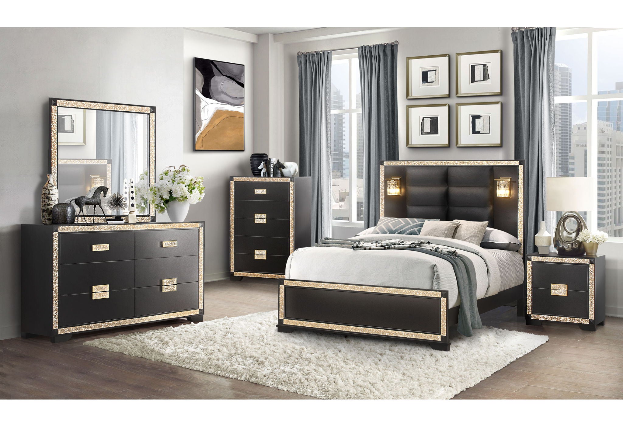 black nightstand and dresser set Priscilla Black Nightstand