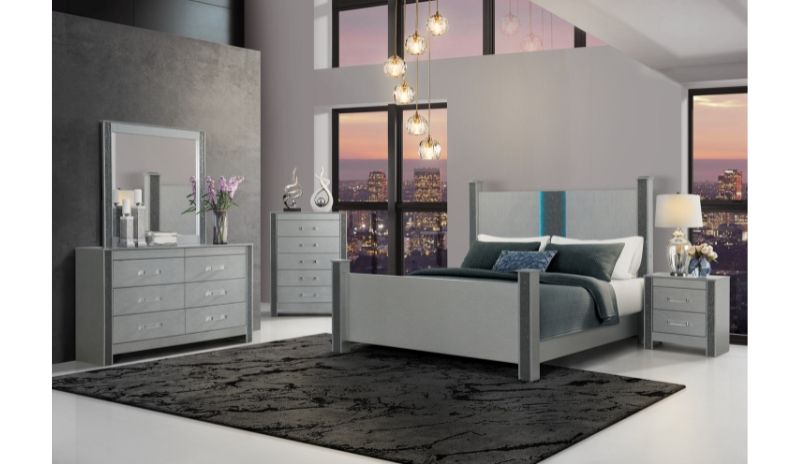 silver dresser and nightstand set Logan