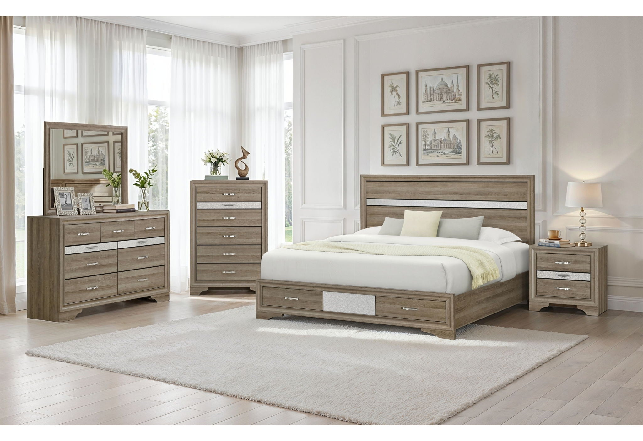 brown dresser and nightstand set Seville