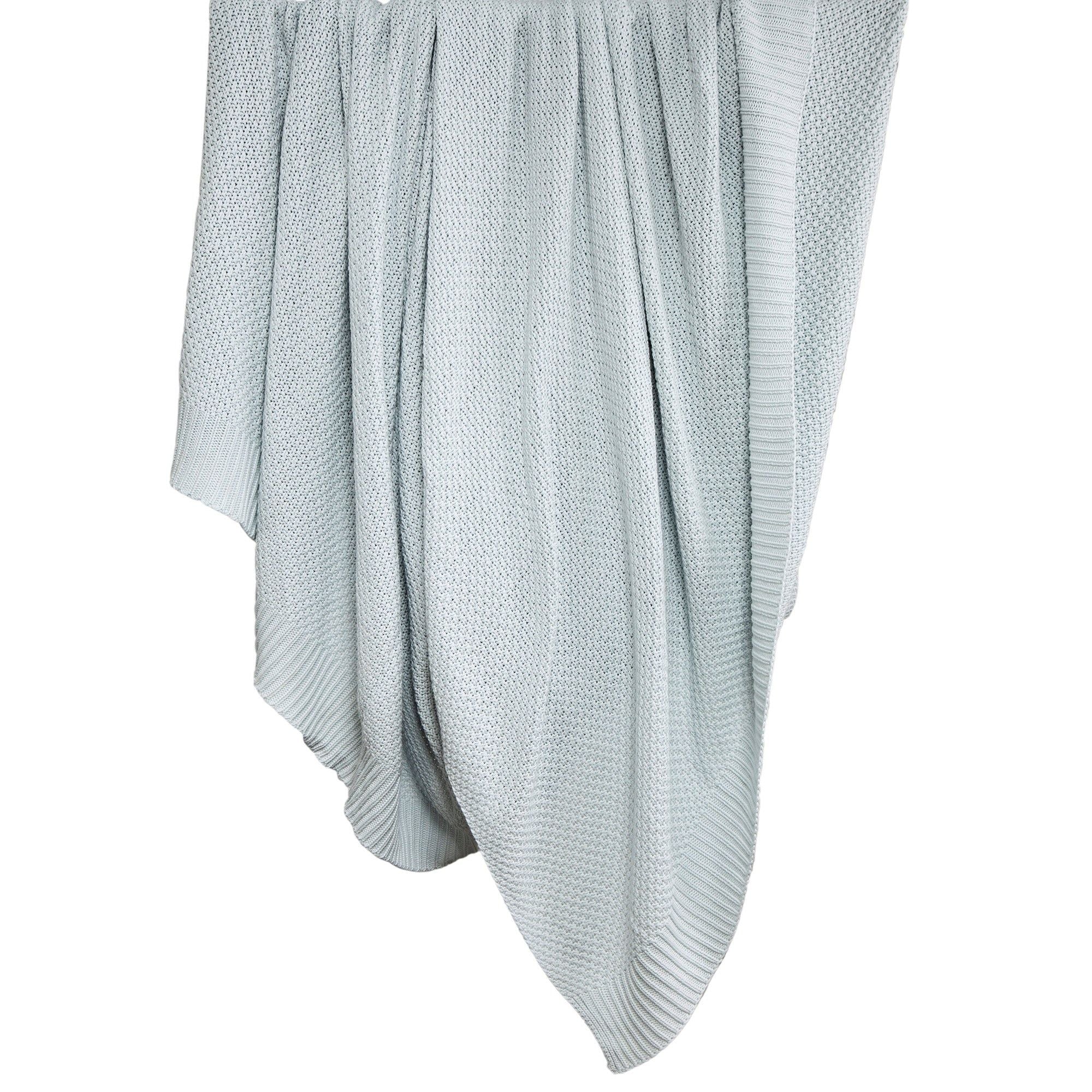 Cotton Knit - Twin Blanket - Light Blue