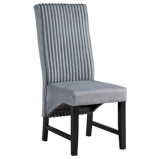 Kini - Side Chair (Set of 2) - Gray Corduroy & Black Finish