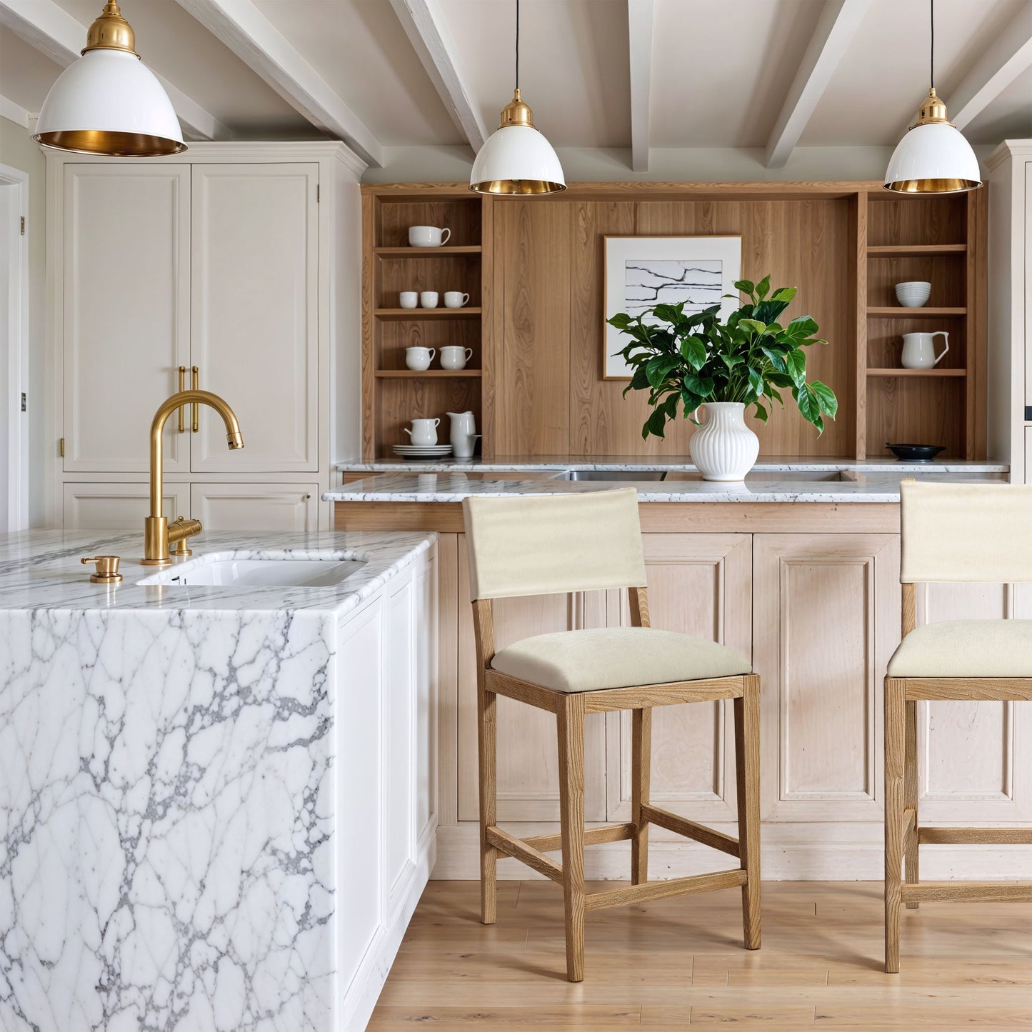 Avon - Linen Textured Performance Fabric Upholstered Counter Stool