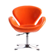 Upholstered Swivel Lounge Chair With Chrome Base And Adjustable Height - Orange
