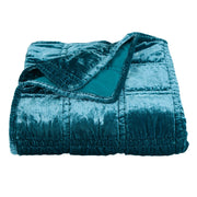 Stella - Faux Silk Velvet Double Box Stitch Throw - Teal