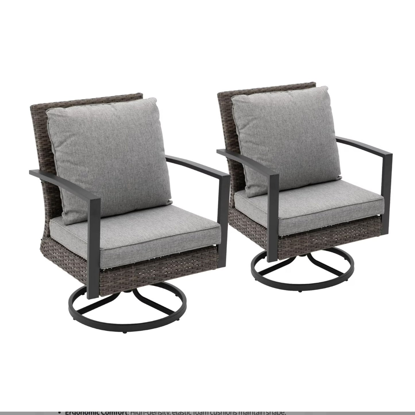 Swivel Rocker Patio Chairs With Cushions, All Weather (Set of 2) - Gray