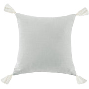 Luna - Washed Linen Tasseled Square Pillow - Light Gray