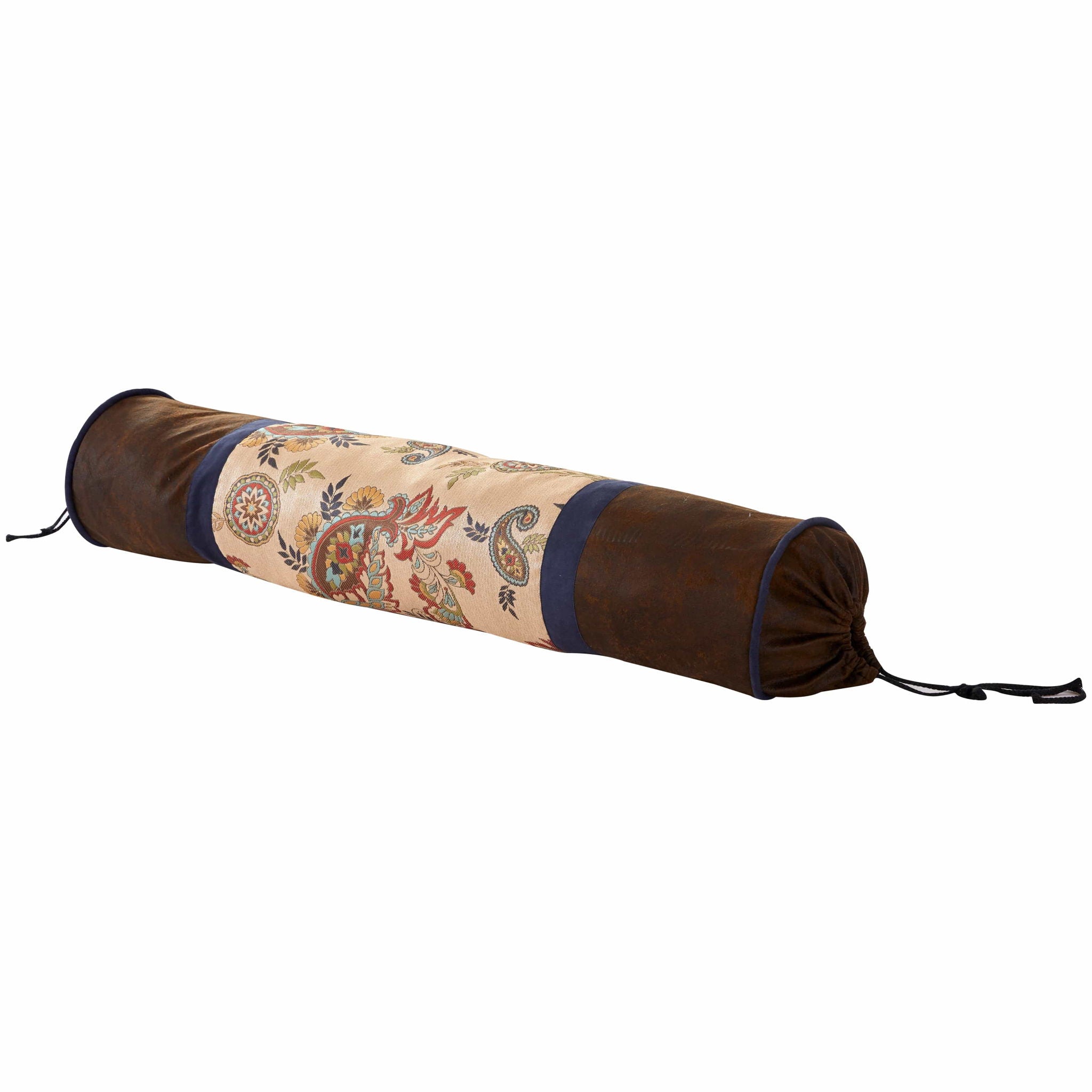 Tammy - Paisley Bolster Pillow - Gold / Navy / Red