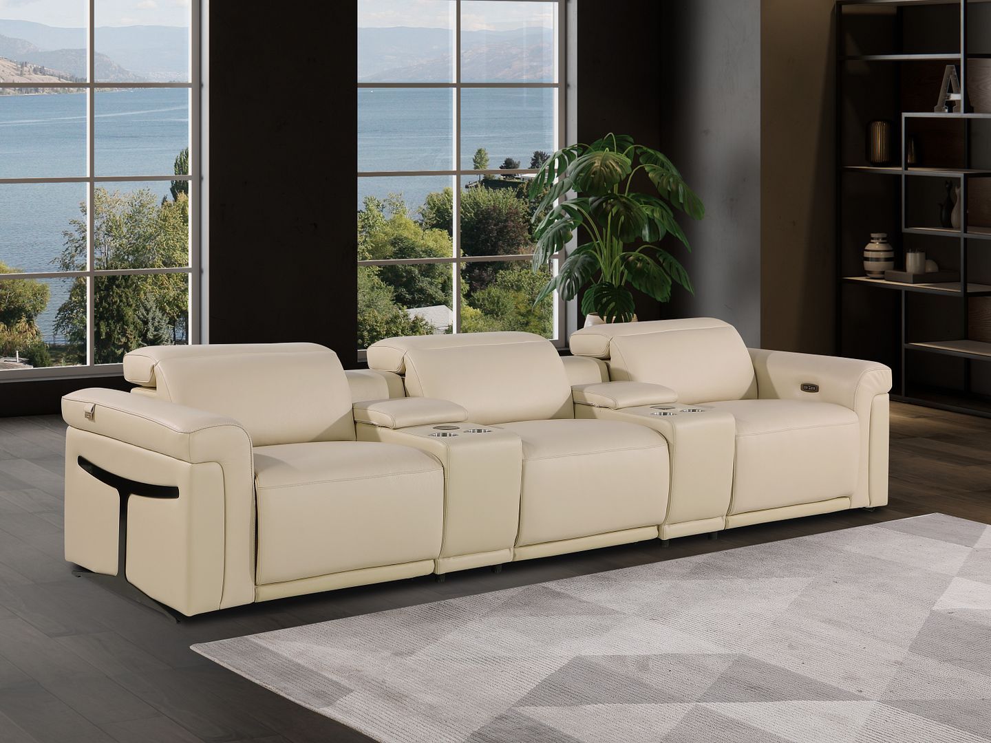 1126 - 5-Piece Modular Power Reclining Sofa In With 3 Power Recliners & Power Headrests