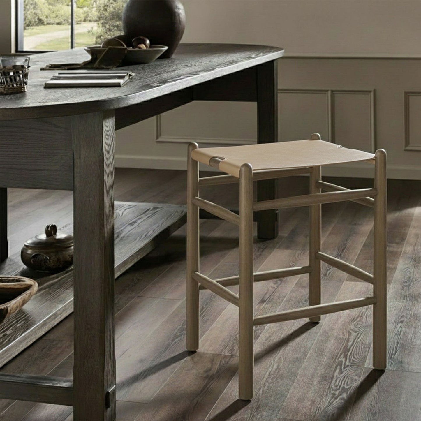 Santos - Backless Counter Stool With Stained Brown Base