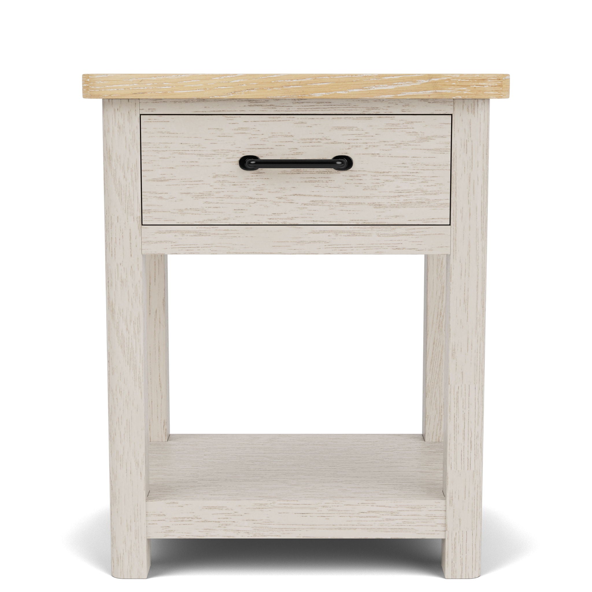 Glenndale - One Drawer Nightstand - Aged White / Wheat