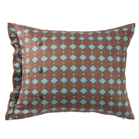 Serape - Printed Multi-Diamond Suede Pillow - Brown / Turquoise