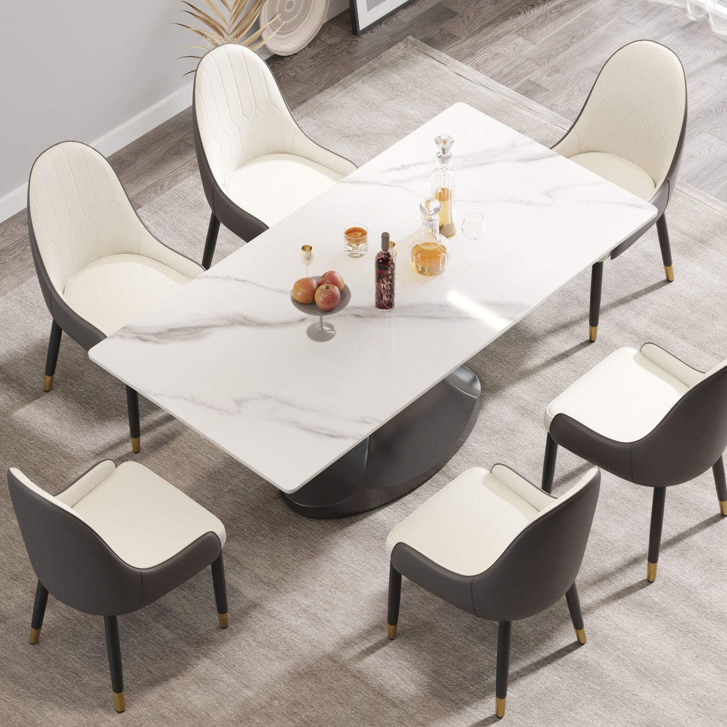 Modern Stone Panel Stainless Steel Curved Legs, Can Accommodate 6 - 8 People