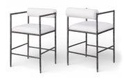 Axis - Linen Textured Cream Fabric Upholstered Counter Stool (Set of 2)