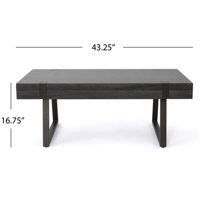 Abitha - Coffee Table With Industrial Powder Coated Metal Legs
