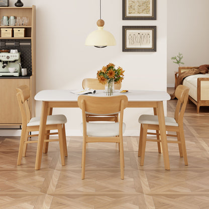 5 Piece Dining Set With Table And Upholstered Chairs