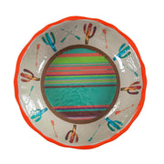 Saguaro Cactus - Cactus Design Melamine Serving Bowl - Turquoise / Orange