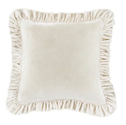 Stella - Faux Silk Velvet Ruffled Euro Sham - Stone