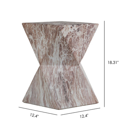Round Outdoor Geometric End Table - Marble