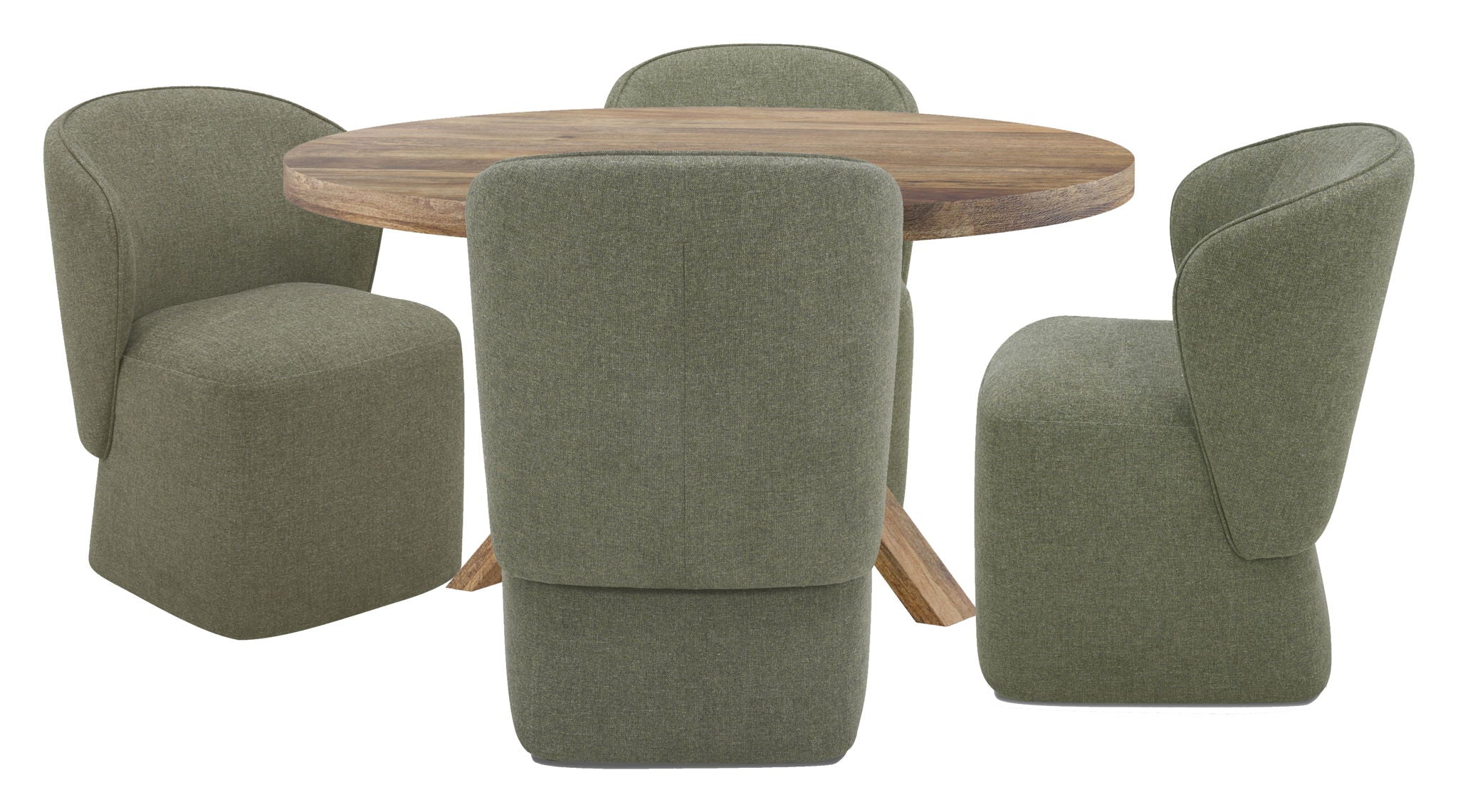Crossings - Downtown Round Dining Table With 4 Upholstered Chairs - Amber & Gray
