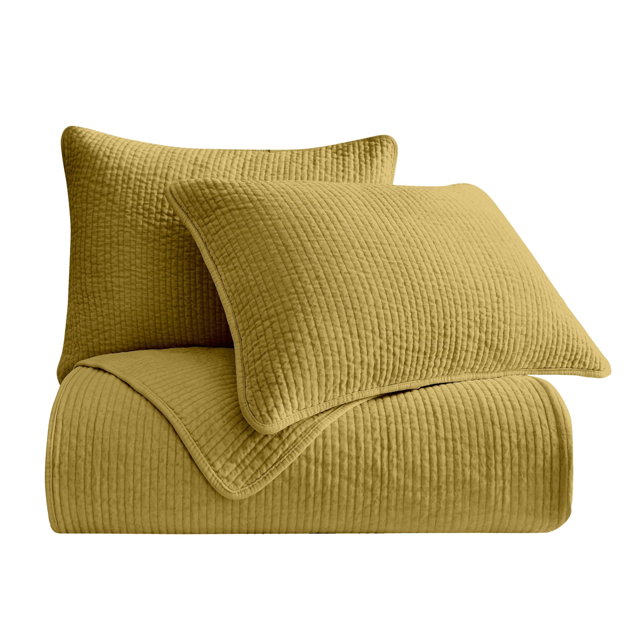 Stonewashed Cotton Velvet - King Quilt Set (Set of 3) - Tuscan
