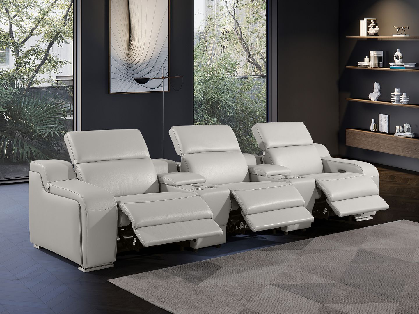 1116 - 5-Piece Modular Power Reclining Sofa In With 3 Power Recliners & Power Headrests