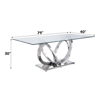 Finley - Dining Table - Clear Glass Top & Mirrored Silver