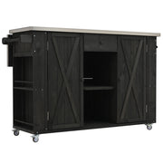 Outdoor Kitchen Island With Stainless Steel Top, Ample Storage Space, Towel And Spice Racks And A Bottle Opener