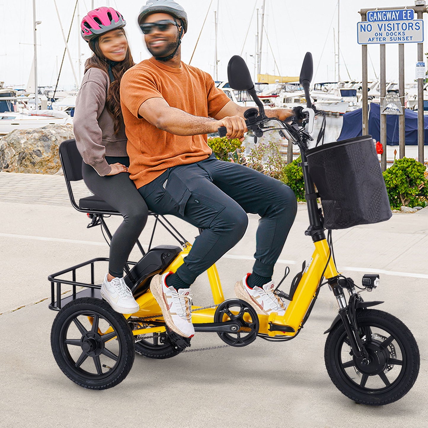 Folding Electric Trike With 350W Peak Motor, 480Wh Removable Battery, 2 Seat Design