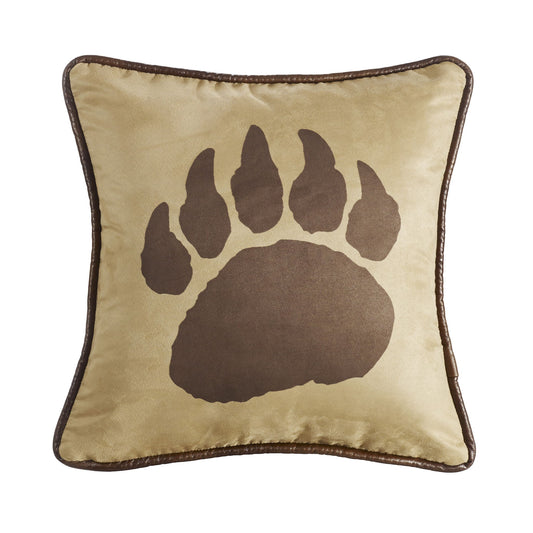 Faux Suede - Bear Claw Reversible Pillow - Tan / Brown