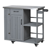 Outdoor Kitchen Island Prep Station With Lockable Wheels, Ample Storage, Towel & Spice Racks