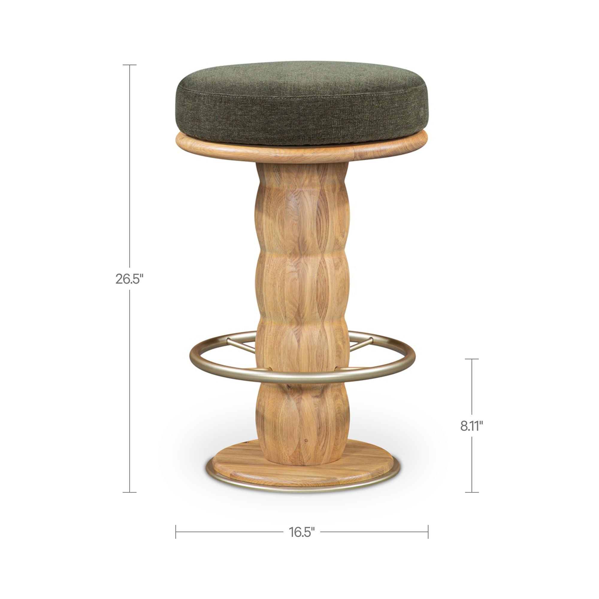 Nio - Swivel Counter Stool - Dark Green / Light Brown