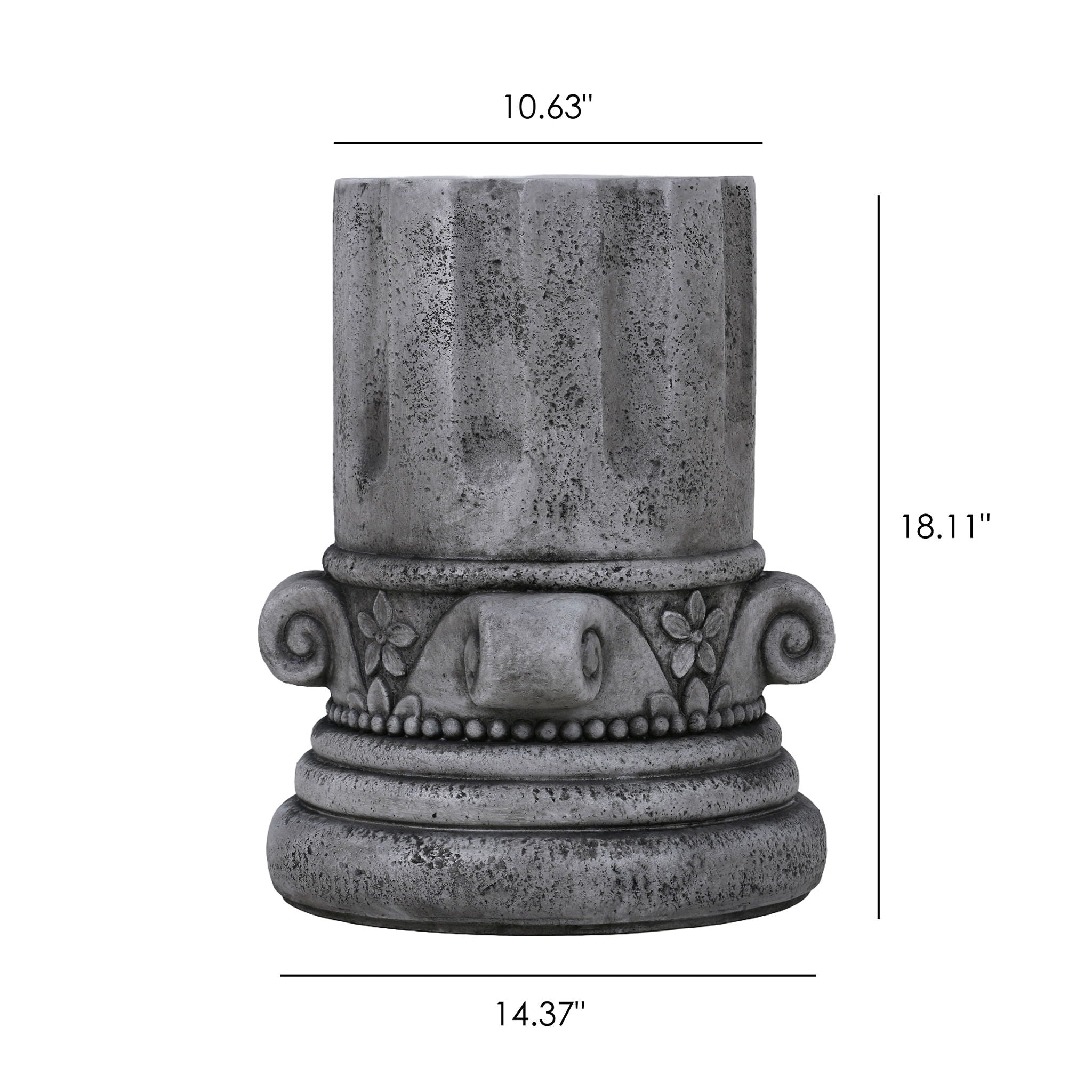 Outdoor End Table, Round Side Table For Patio And Garden - Antique Gray