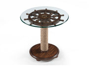 Beaufort - Round Accent Table With Base And Glass Top - Dark Oak