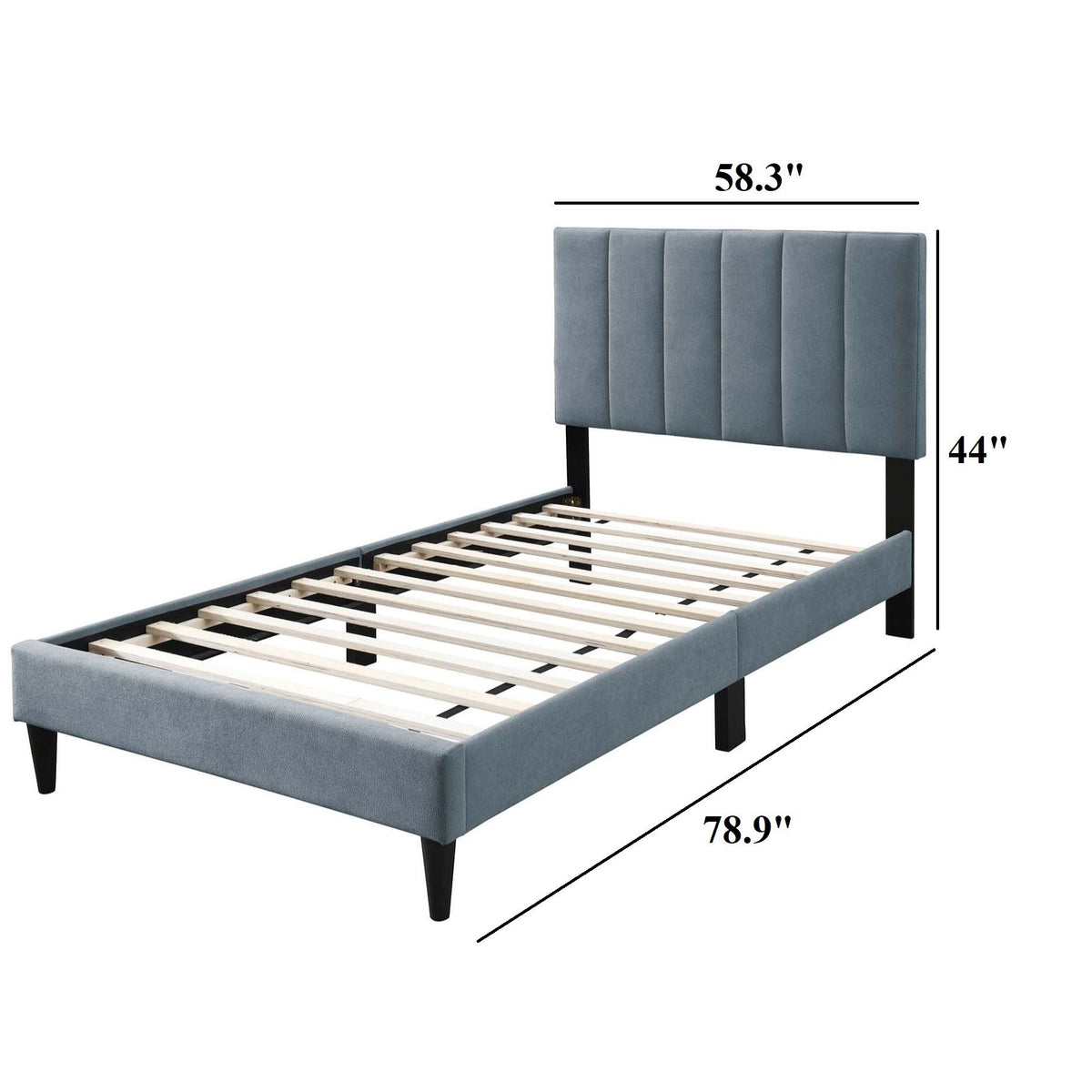 Bed With Channel Tufted Adjustable Headboard