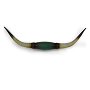 Wall Décor - 9" x 36" Longhorn Southwestern Wall Sculpture  - Distressed Teal