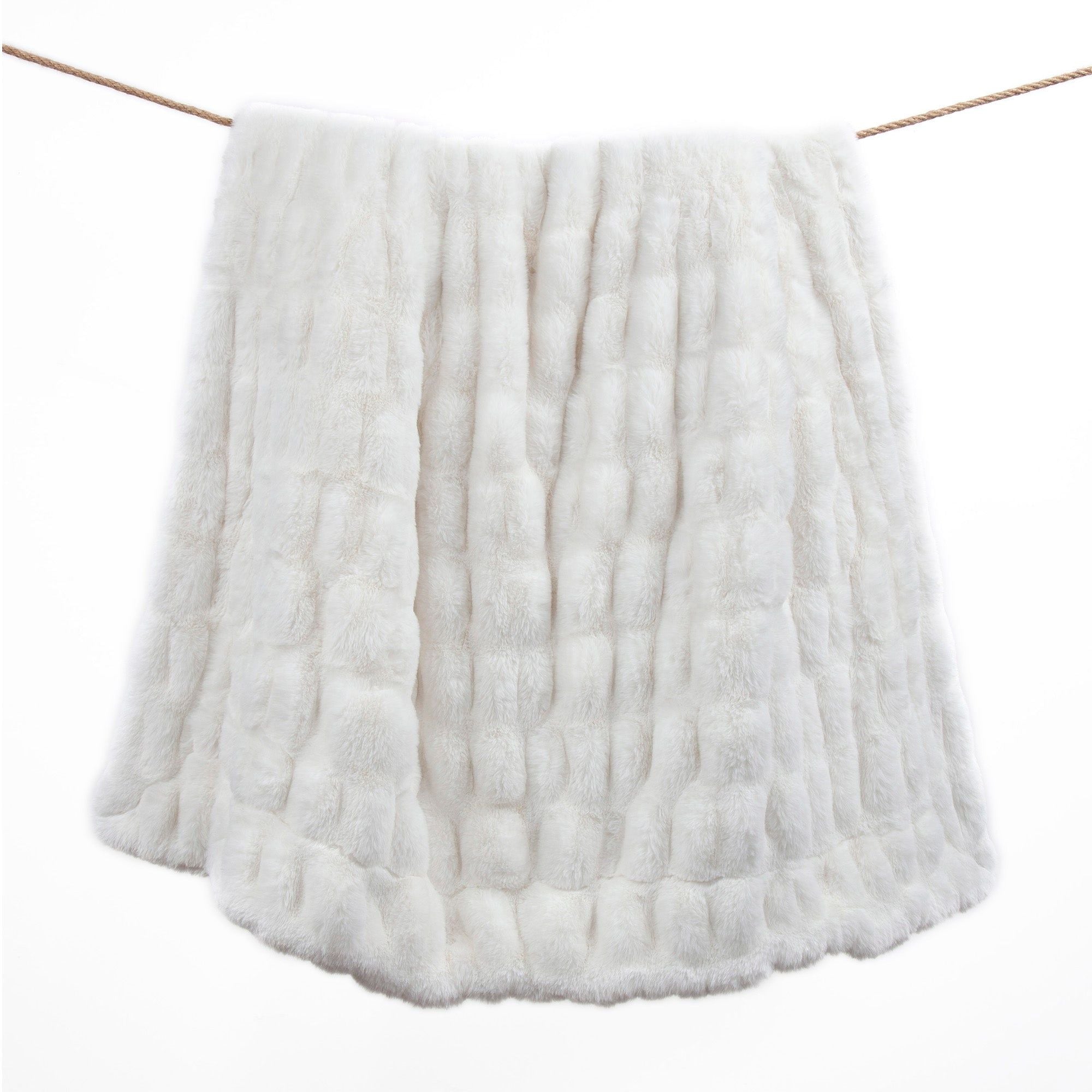 Ruched Rabbit - Double-Sided Oversized Throw - White