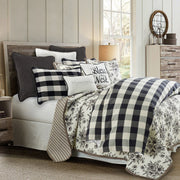 Camille - King Buffalo Check Comforter Set (Set of 3) - Black / Natural