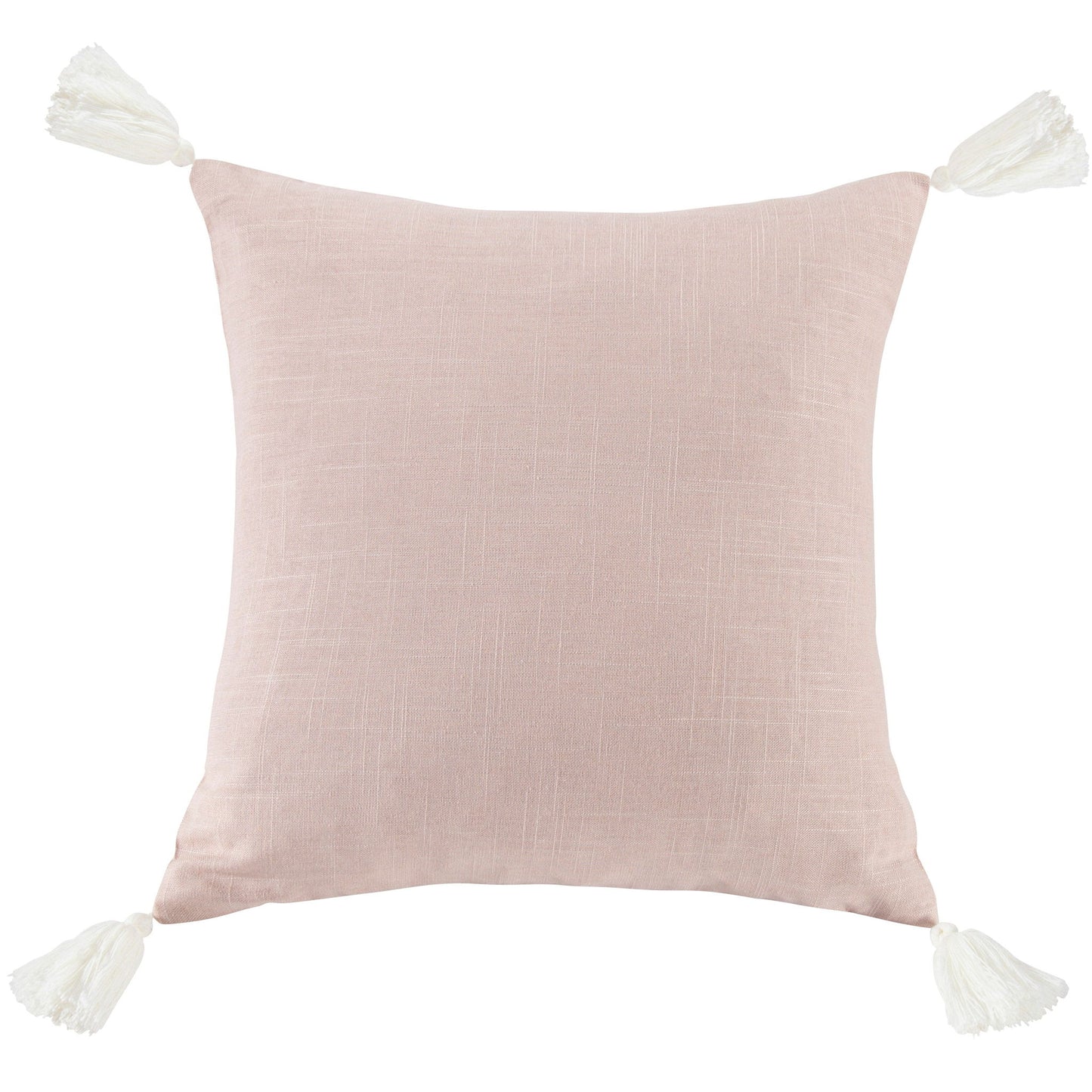 Luna - Washed Linen Tasseled Square Pillow - Blush