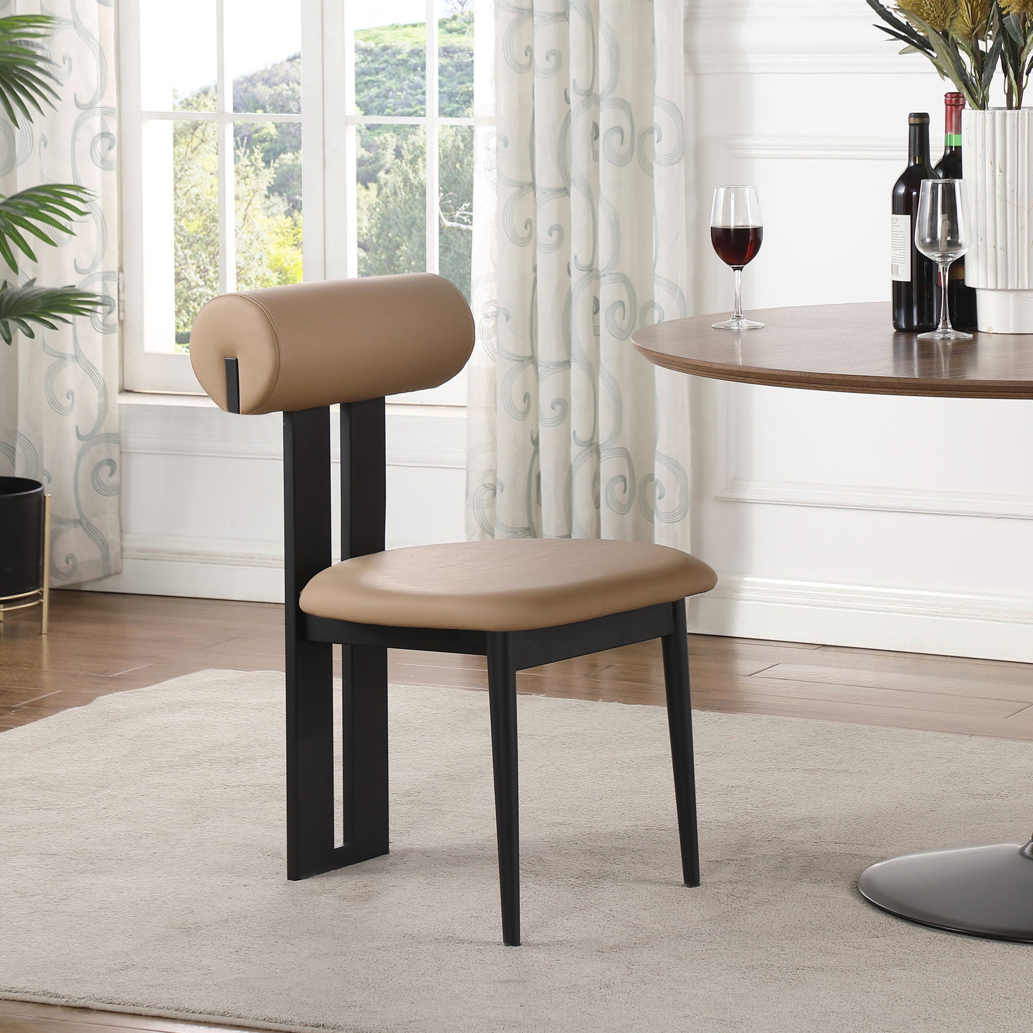 Dario - Faux Leather Dining Chair With Black Frame (Set of 2)