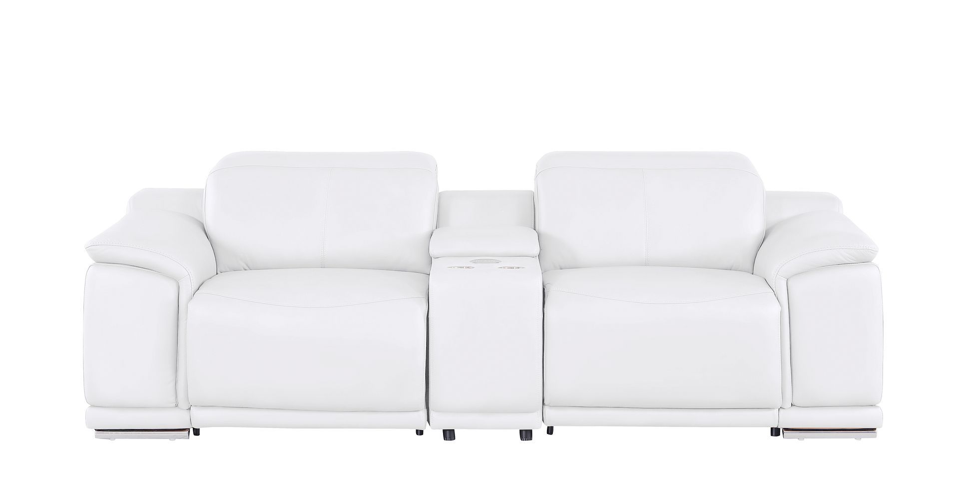 2679 - Genuine Leather Console Loveseat With Dual Power Recliners