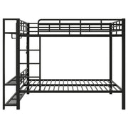 Bunk Bed With Storage Shelves, Clothes Hooks, LED Light