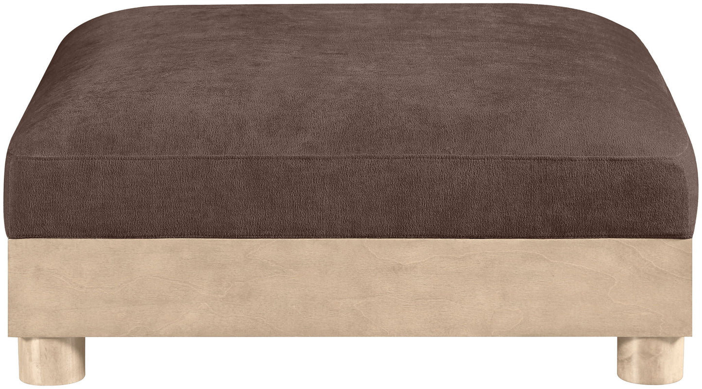 Turin - Chenille Fabric Upholstered Modular Ottoman - Natural Base