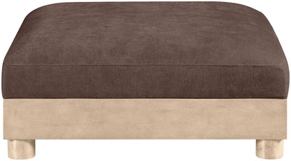 Turin - Chenille Fabric Upholstered Modular Ottoman - Natural Base