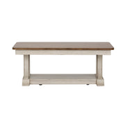Farmhouse Reimagined - Rectangular Cocktail Table - Antique White / Chestnut Tops