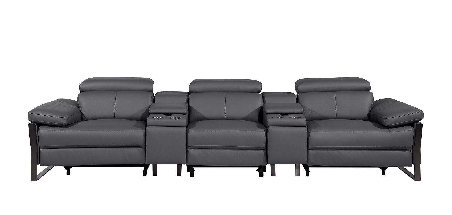 1246 - Modular Power Triple Reclining Dual Console Sofa With Power Reclining Headrests