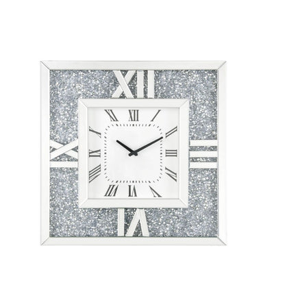 Noralie - 24" Wall Clock - Mirrored & Faux Diamonds