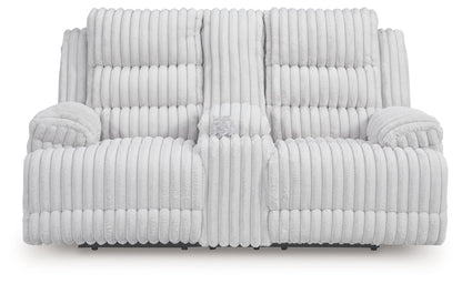 Rhines Falls - Alloy - Double Reclining Power Loveseat With Console