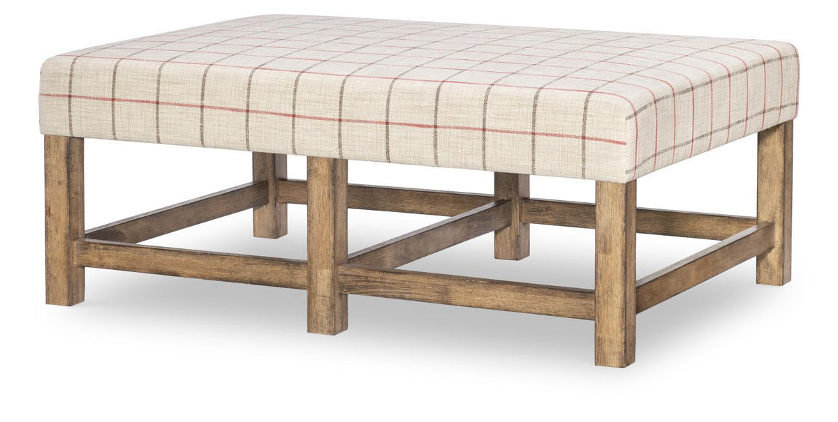 Vintage Market - Upholstered Ottoman Cocktail Table - Barnwood Oak