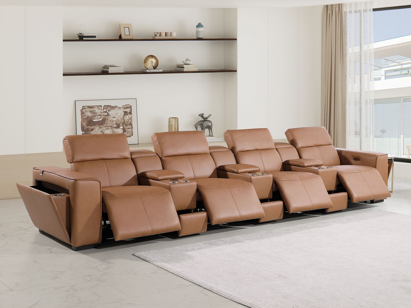 1224 - 7-Piece Modular Power Reclining Sofa In With 4 Power Recliners & Power Headrests