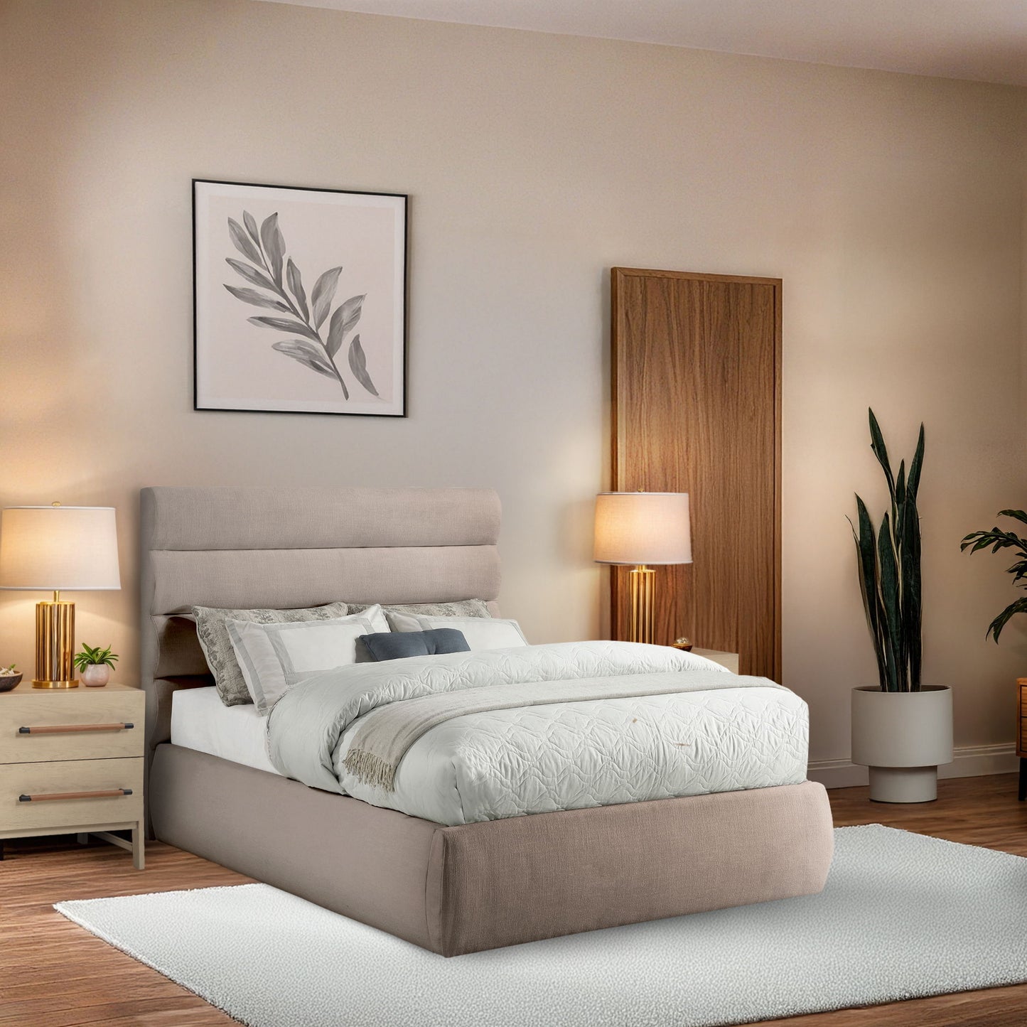 Adam - Linen Fabric Bed With 52" Headboard